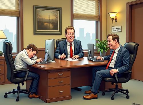 A team of "Strategic Inefficiency Officers" hard at work, or at least appearing to be