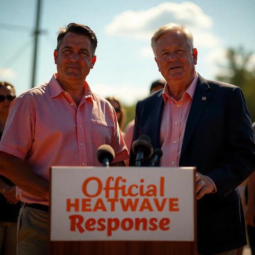 A Texan demonstrates the "drive-thru car wash" cooling technique